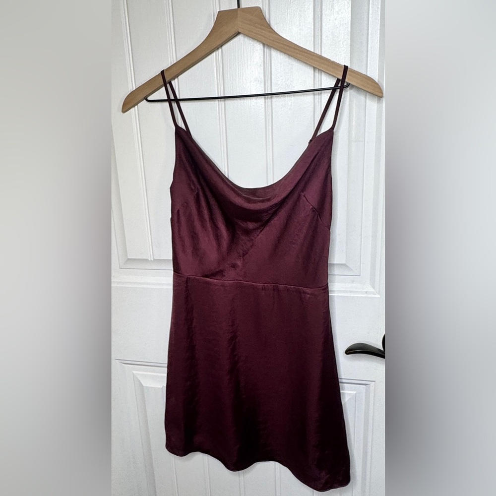 Aritzia Sunday Best Satin Mini Dress Burgundy XS Slip Dress